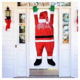 A5.6 Ft Christmas Hanging Santa Claus Decoration Life Size Climbing Santa Claus Xmas Yard Window Wall Hanging Ornament