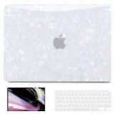 B BELK Compatible with MacBook Air 13 inch Case 2022 2021 2020 2019 2018 M1 A2337 A2179 A1932, Plastic Laptop Hard Shell +Keyboard Cover +Screen Protector for MacBook Air 13.3 inch Case, Shiny Pearl