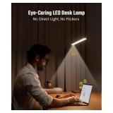 SUPERDANNY Eye-Caring LED Desk Lamp 360Â° Flexible Gooseneck Work Lamp with Desk Side Clamp Touch Control 3 Light Colors Smooth Dimming Task Lighting Reading Light for Home Office College Dorm, Blac