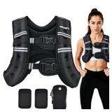 PACEARTH Weighted Vest, 6lb/12lb/16lb/20lb/25lb/30lb Weight Vest with Reflective Stripe, Body Weight Vests Adjustable for Men, Women Workout, Strength Training, Running, Walking, Jogging