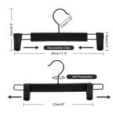 Guhmctt 10 Pack Pants Hangers with Adjustable Non-Slip Clips Anti-Rust Hanging Hook for Trouser,Skirts,Jeans,Clothes Hangers Black