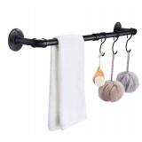 Industrial Black Pipe Towel Bar, 33.4 Inch Long Bath Towel Rack, Wall Mounted Heavy Duty Thicken Bathroom Hardware Towel Holder Organizer, Rustic Towel Rails