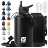 DYSANKY Insulated Water Bottle | Thickened Stainless Steel Vacuum Metal | Portable Sports Half Gallon Large Water Jug for Gym and Hiking with Straw, Carrier Bag, Handle Strap | BPA-Free 64 oz