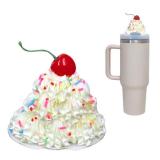 Whipped Stanley Topper, Ice Cream Charms for Stanley Cups Accessories with Silicone Straw Cover Cap for Tumblers,Compatible with Stanley Cup Lid Accessories Charms (40 OZ)