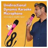 Singing Machine Wired Microphone for Karaoke, (Pink) - Unidirectional Dynamic Vocal Microphone - Plug-In Microphone for Karaoke Machine, AMP, & Speaker - Mic for Singing, Public Speaking, & Parties
