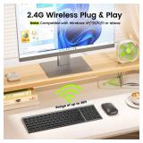 seenda Rechargeable Wireless Keyboard Mouse, Ultra Thin Low Profile Wireless Keyboard and Mouse with Number Pad, Quiet Portable Combo Compatible for Windows XP/7/8/10/11/11 Pro, Black and Grey