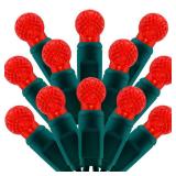 SWEET SHINE 100 Red Raspberry One-Piece LED Christmas Lights, 33 ft Green Cord High Waterproof UL Certified G12 Outdoor String Lights (Red)