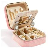 Smileshe Personalized Gifts for Mom Mothers Day, Birthday, Graduation Gift for Girls Fashion, Travel for Teen Girls Trendy Stuff, Velvet Jewelry Box with Flower, Letter G, Pink