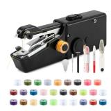 NINEFOX Handheld Sewing Machine - Mini Portable Quick Sewing Machine - Black - About 21x6.5x3.5cm/8.27x2.56x1.38inch - Plastic, Metal