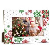 Frinalayoi Christmas Picture Frame, 4x6 Inch Xmas Snowflakes Wooden Photo Frames, Holiday Gifts for Family Friends Lovers, Christmas Winter Party Home Tabletop Decorations -002
