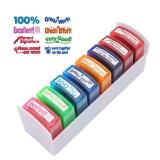 Teacher Stamp Set Colorful Encouraging Comments Self-Inking School Classroom Homework Grading Stamp Set with Storage Trayï¼8-Pieceï¼