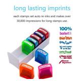 Teacher Stamp Set Colorful Encouraging Comments Self-Inking School Classroom Homework Grading Stamp Set with Storage Trayï¼8-Pieceï¼
