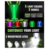Zacro LED Reflective Vest with Chest Light 500LM, 5 RGB Colors High Visibility Rechargeable Light Up Running Vest IPX4 Night Safety Running Gear for Dog Walking, Cycling, Adjustable for Men Women Kids