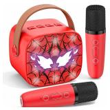 Spider Mini Karaoke Machine for Kids - TOP Karaoke Toys for 3 4 5 6 7 8 9 10 11 12+ Year Old Boys Girls, Portable Bluetooth Speaker with 2 Wireless Microphones, Kids Christmas Birthday Party Gifts