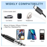 USB C to 3.5mm Audio Aux Jack Cable,3.3 ft, aux Cord for iPhone,Type C to 3.5mm Aux Headphone Stereo Cord Car Cable for iPhone 16/16 Pro, Samsung Galaxy S25 and Other iOS and Android Devices(Black)