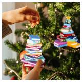Vercraft 2 Pcs 3D Christmas Book Ornament for Tree 2025 Resin Book Lovers Gifts for Christmas Tree Hanging Ornaments Reading Library Club Decoration Gift for Bookworm Teacher Librarian Bookshelf