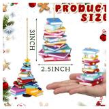 Vercraft 2 Pcs 3D Christmas Book Ornament for Tree 2025 Resin Book Lovers Gifts for Christmas Tree Hanging Ornaments Reading Library Club Decoration Gift for Bookworm Teacher Librarian Bookshelf