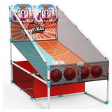 2-Player Arcade Basketball Game Set,Upgraded Indoor Hoop with LED Light Electronic Scoreboard 4 Balls,Carnival Games Sports Toys Kids 3-12 for Home Party Backyard Outdoor Boys Girls Toddlers Gifts