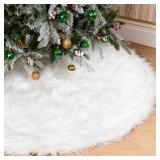 Vonhen 60 Inch White Christmas Tree Skirt with 4.5\" Extra Long Pileâ Ultra Plush Faux Fur Tree Skirt for 6-9 Ft Trees