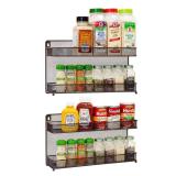 CAXXA 2 PK 2 Tier Mesh Kitchen Counter-top or Wall Mount Spice Rack Jars Storage Organizer, Bronze