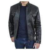 STOREJEES Mens Leather Jacket | Diamond Black - XL