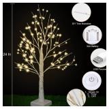 144 LED Artificial Lamp with Timer, DIY Birch Tree with Lights, USB/Battery Powered, Fairy Light Spirit Tree for Table Home Wedding Bedroom Christmas (Warm White)