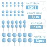 BOUBONI 48 Pcs Balls Cake Topper Decorations Balloon Cupcake Toppers Foam Cake Topper Balls Cake Balls Decorations for Birthday Party Wedding Anniversary Cake Decorating (Light Blue)