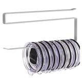 Tumbler Lid Organizer, Horizontal Tumbler Lid Storage Hook Up to 10 Lids, Space Saving Cup Lid Holders Under Cabinet Tumbler Lid Hook for Kitchen Organizer and Storage, Paper Towel Rack Hanger (Gray)