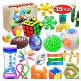 Scientoy Fidget Toy Set, 35 Pcs Sensory Toy for ADD, OCD, Autistic Children, Adults, Anxiety Autism to Stress Relief and Anti Anxiety with Motion Timer, Perfect for Classroom Reward with Gift Box