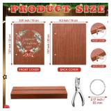 Thyle Christmas Card Keeper Set Christmas Card Photo Album Wooden Xmas Greeting Holder Organizer with Stand Hole Punch Binder Postcards Storage Keepsake Book for Holiday Gift(Xmas Wreath)