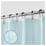 downluxe Waterproof Fabric Shower Curtain Liner, Soft Cloth Shower Liner with 3 Magnets, Machine Washable & Hotel Quality Bathroom Curtain, 70\" W x 72\" L, Blue