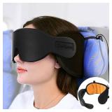 SARISUN Travel Pillows for Airplanes, Airplane Pillow for Long Flight, Airplane Head Strap with Eye Mask for Sleep, Travel Neck Pillow for Car Road Trip, 360Â° Support Headrest, Stop Bobblehead, Yel