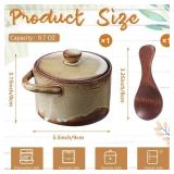 Honeydak Speckled Ceramic Salt Cellar with Lid and Wooden Spoon, Rustic Farmhouse Salt Pepper Cellar Holder for Valentines Day,Housewarming Gift, Heavyweight Spices Jar(Retro Color,1 Set)