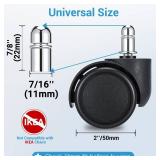 2 Inch Office Chair Casters Wheels Heavy Duty, 5 pcs Chair Wheel Replacement, Mute Rubber Rotating Desk Chair Wheels for All Floor, Smooth & Quiet Caster, Universal Standard Stem Size Fits 99%