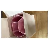 Desk Pencil Pen Holder, 5 Slots 360-Degree Rotating Desk Organizer, Diamond Pattern Desktop Storage Stationery Supplies Organizer, Cute Desk Accessories for Office, School, Home, Art Supply (Pink)