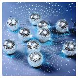 Youdepot Disco Ball Light String â 10 LED 9.84-Foot Mirror Disco Ball String Lights, Battery Powered for Party, Wedding, Christmas, Holiday, Classroom Decor (Silver White, 1.57 Inch)