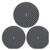 3 Pack Silicone Coasters for Drinks, Thickened Coaster with Deep Tray Grooved Design Cup Mat, Washable Heat Resistant Durable Non-Slip Coasters for Coffee Table Wooden Desk Kitchen Bar (Dark Grey)