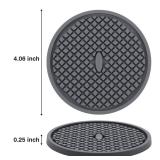 3 Pack Silicone Coasters for Drinks, Thickened Coaster with Deep Tray Grooved Design Cup Mat, Washable Heat Resistant Durable Non-Slip Coasters for Coffee Table Wooden Desk Kitchen Bar (Dark Grey)