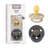 BIBS Pacifiers Colour Collection | Natural Rubber Baby Pacifier | Set of 2 BPA-Free Soothers | Made in Denmark | 0+ Months (Pack of 2) | Vanilla/Iron