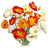 GemJelry Artificial Flowers 6Pcs Artificial Poppy Silk Flowers with Stems Faux Poppy Flowers Bulk Fake Flowers for Wedding Home Party Table Indoor Outdoor Decor