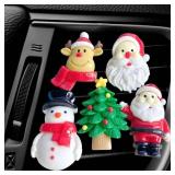 ZOSTLAND Christmas Tree Car Decorative Clips, Cute Reindeer & Lovely Snowman Auto Air Fresheners, Santa Claus Car Decor Gift (5Pcs Christmas)
