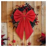 Suncalla 2 Pcs Red Christmas Wreath Bow 19.6