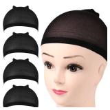 FANDAMEI Wig Cap, Nylon Wig Caps, 4 Pieces Stocking Wig Caps for Women (Blackï¼