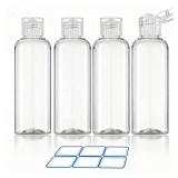 DTDNZKN 4 Pack 3.4 Oz (100ml) TSA Approved Travel Bottles for Toiletries, Leak Proof Plastic Travel Essentials Accessories with Labels
