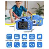 GREENKINDER Kids Camera, Dinosaur Toddler Digital Camera for Boys Girls, Christmas Birthday Gifts, Selfie 1080P Camera for 3 4 5 6 7 8 9 Years Old Toys Dark Blue