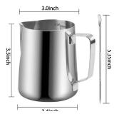NewGF Milk Frothing Pitchers-12oz/350ML Stainless Steel Steaming Pitchers, Scale Coffee/Milk/Cappuccino/Latte Art Barista Steam Pitchers, Milk Jug Cup with Decorating Pen-Silver