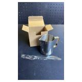 NewGF Milk Frothing Pitchers-12oz/350ML Stainless Steel Steaming Pitchers, Scale Coffee/Milk/Cappuccino/Latte Art Barista Steam Pitchers, Milk Jug Cup with Decorating Pen-Silver