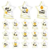 Treela 18 Pcs Employee Appreciation Awards Gifts Bulk Small Acrylic Trophies Mini Thank You Plaque Gifts for Recognition Adults Students Classroom Office Graduation Decorations(Star,Gold)