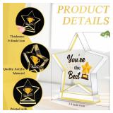 Treela 18 Pcs Employee Appreciation Awards Gifts Bulk Small Acrylic Trophies Mini Thank You Plaque Gifts for Recognition Adults Students Classroom Office Graduation Decorations(Star,Gold)