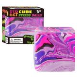 Fidget Toys Squishy Stress Cube, Stress Balls for Kids Adults Squishies Stress Relief, Ice Squishy Cube Sugar Balls, Sensory Toys for Kids with Autism, Fidgets for Classroom Prize Toys (Pink)